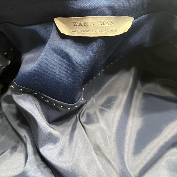 Zara man Men’s Blue Work jacket rn 77302 Front Button Up Width 44”, sleeve - Picture 6 of 14
